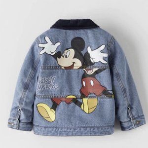 ZARA x Disney Mickey Mashup Sherpa Lined Denim Coat - Size 3-4 years